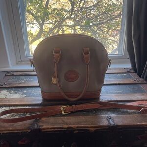Vintage Dooney & Bourke Taupe and Brown Satchel
